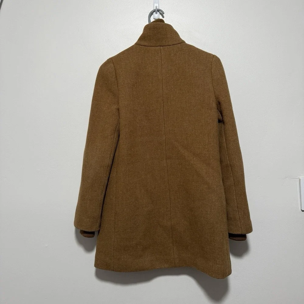 J. Crew Lodge Full-ZIp Coat in Camel Italian Stadium-cloth Wool Size 00 - Picture 5 of 5